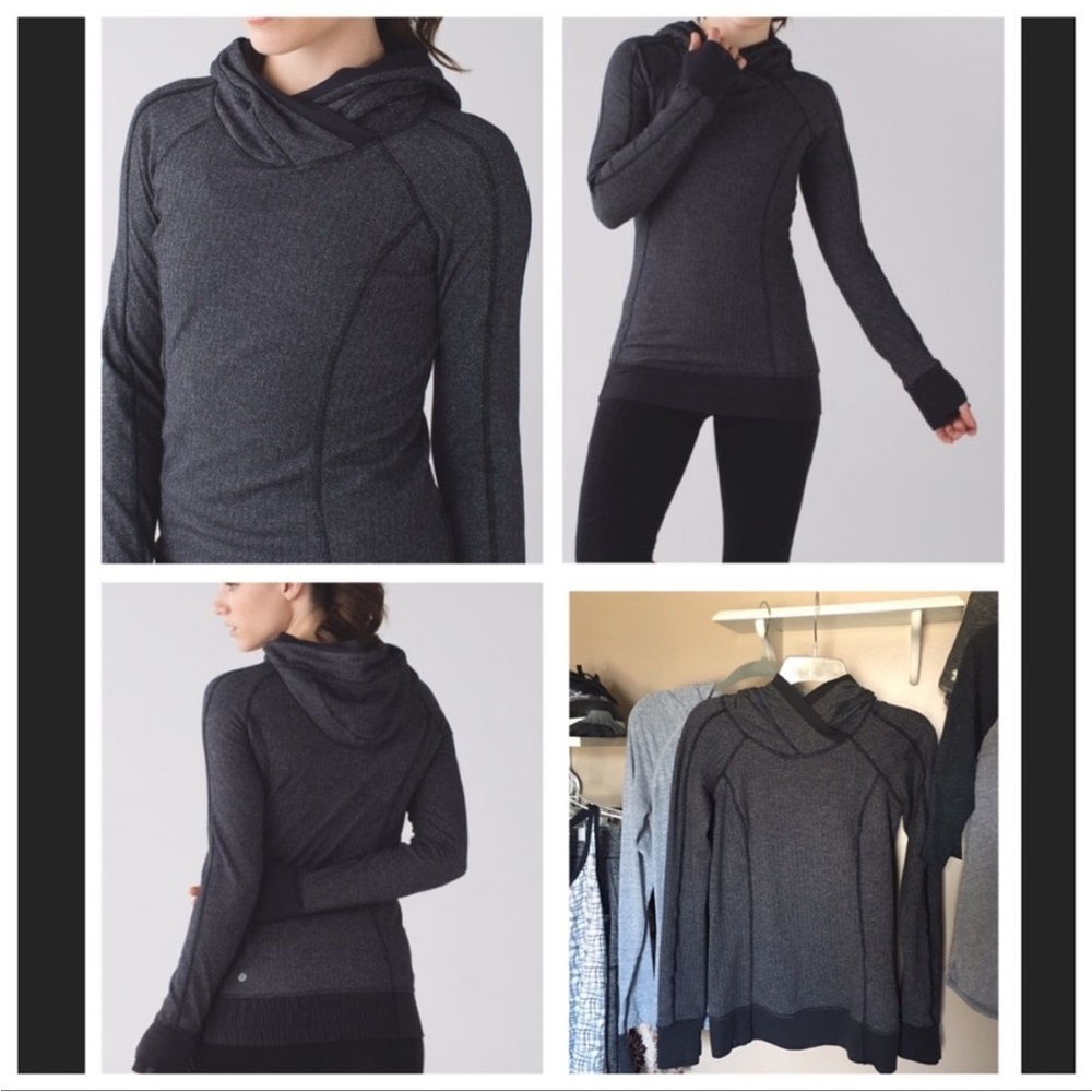 Lululemon Think Fast Hoodie Dark gray and black EUC size 4